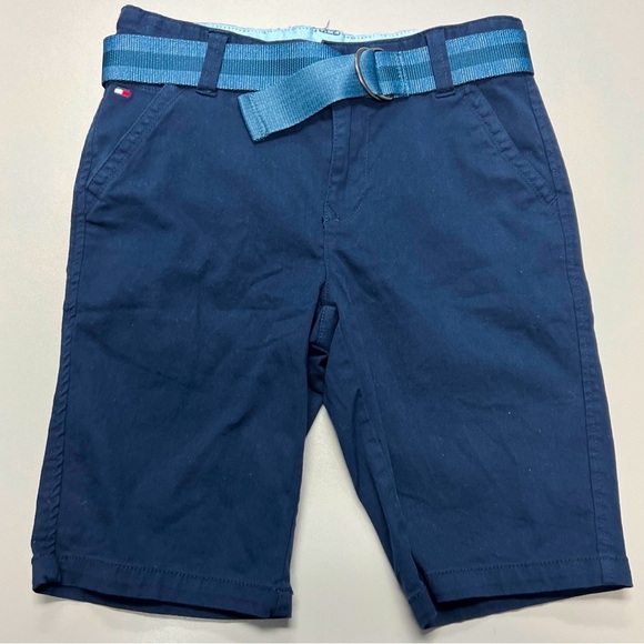 Tommy Hilfiger Boy's Size 12 Navy Blue Belted Chino Shorts - Picture 1 of 7